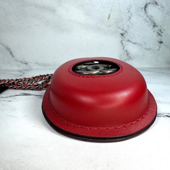 Chanel Sporran Flask Bag Coco CC Bottle Shoulder/Crossbody Chain Red Rare 2013 - Picture 12 of 16